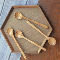 Ensemble d'ustensiles miniatures de luxe faits à la main en bois, 2 cuillères à thé à long manche en bois d'acacia, idéal pour mariages et fêtes