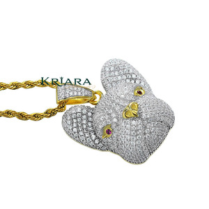 Pendentif Animal en Argent 925 Plaqué Or 18K avec Moissanite, Coupe Ronde Brillante, Unisexe, Idéal au Quotidien - Product Image 2