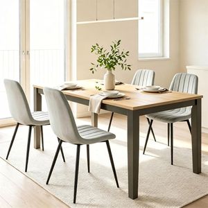 Ensemble de 4 chaises de salle à manger rembourrées de style moderne du milieu du siècle, avec assise incurvée en mousse haute résilience et structure robuste en métal en forme de X - Product Image 4