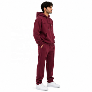 Ensemble de survêtement et de jogging en coton épais de qualité supérieure, coupe régulière, sweats à capuche surdimensionnés, fabrication OEM, marque privée - Product Image 2