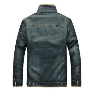 Men's Winter Denim <b>Jacket</b> with <b>Warm</b> Sherpa <b>Fleece</b> Lining Casual Thickened Jean Coat for Wholesale - Product Image 4