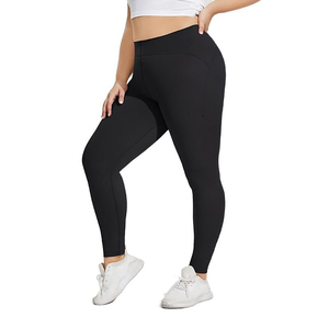 Leggings noirs taille haute longueur intégrale sans couture tricotés extensibles respirants sportifs pour femme avec effet ventre plat - Product Image 1