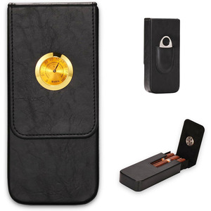 Estuche de puros de cuero premium con cortador integrado, de cuero genuino, para mayor comodidad en viajes, a bajo precio. - Product Image 3