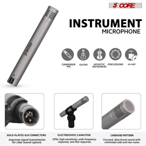 Kit de Micrófonos de Batería de 5 Núcleos, 7 Piezas, Micrófonos de Batería Totalmente Metálicos, Tom/Snare y Platillos, Juego de Micrófonos con Cable para Instrumentos de Percusión - Product Image 4