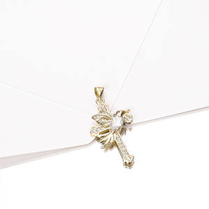 Pendentif croix oiseau en argent personnalisé avec diamant de laboratoire taille poire, breloque de foi, bijou naturel, cadeau - Product Image 3