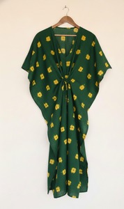 Nouvelle Robe Longue Bohème d'Été pour Femme, Col en V, en Coton Lavable et Respirant, Faite Main, Écologique, Style Tie-Dye Traditionnel, Coupe Ample - Product Image 3