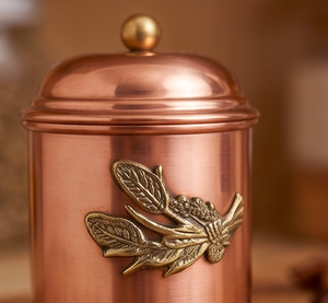 Vintage Copper Canister <b>Set</b> Of Three Adorable Kitchenware Accessories Ideal For Restaurant Hotel Shelf Decor And Storage Use - Product Image 2