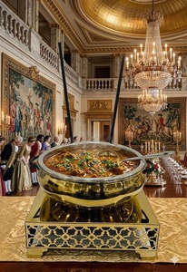 Juego de 2 calentadores de comida redondos de metal premium para catering, buffet, hoteles, fiestas y eventos al mejor precio - Product Image 3