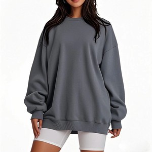 Sweat-shirts surdimensionnés personnalisés pour femmes, vente en gros, pulls à col rond vierges, sweats en molleton OEM pour femmes - Product Image 1