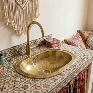 Timeless Brass Wash <b>Basin</b> Handmade <b>Round</b> Bathroom Vanity Sink Premium Decorative Metal Bowl Luxury Interior Design Solution - Product Image 4