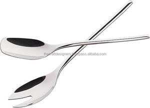 Serveur à salade en acier inoxydable brossé de qualité supérieure offrant un aspect raffiné adapté à la restauration moderne - Product Image 5