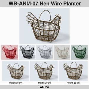 Gold Plated Iron Hen Wire Planter <b>Basket</b> Outdoor Accent Garden Patio Decor Hanging <b>Plant</b> Holder and Pots - Product Image 2