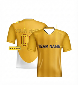 Camiseta de Fútbol Personalizada 100% Poliéster Color Mostaza, Impresión por Transferencia de Calor, Transpirable, Cuello en V, Manga Corta, Tejido de Malla, Unisex para Adultos - Product Image 1