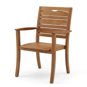 Prima Teak Dining <b>Garden</b> <b>Chair</b> Stackable Traditional Outdoor <b>Wooden</b> Furniture Durable Armrest Design Tapered Leg Hard Floor Use - Product Image 2