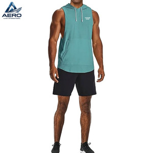 Newest Men's Cut Off <b>Workout</b> Sleeveless <b>Hoodies</b> In Solid Color Gym Muscle Tank Training Gym Wear Customized Made For Men - Product Image 3