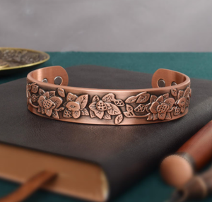 Pure Copper <b>Engraved</b> Floral Flower Swirl Pattern <b>Bangle</b> Bracelet Luxury Handmade Personalization High Polish <b>Bangle</b> Jewelry - Product Image 6