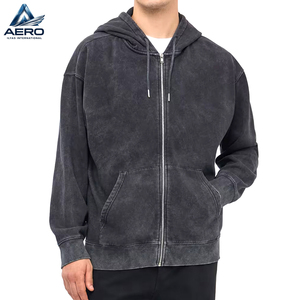 Custom <b>Mens</b> Acid <b>Wash</b> Zip Up Hoodie Blank Vintage Mineral <b>Wash</b> Heavyweight French Terry Full Zipper Hooded Sweatshirt - Product Image 5