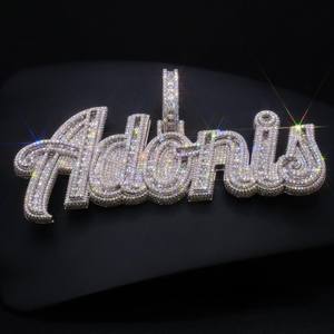 จี้เพชรโมอิสซาไนต์แบบกำหนดเองได้ พร้อมตัวอักษรย่อ ชุบโรเดียม/เงิน เงินแท้ 925 ตัวเรือนแบบกรงเล็บ สไตล์ฮิปฮอป รับรองโดย GIA สำหรับแร็ปเปอร์ - Product Image 6