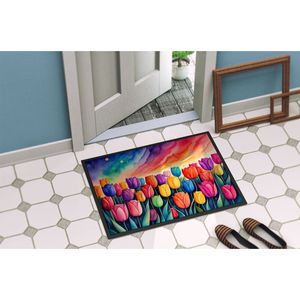 Tulips in Color Non-Slip Doormat 24H X 36W <b>Indoor</b> Outdoor Entryway Rug Washable Low Pile Front <b>Door</b> <b>Mat</b> - Product Image 4