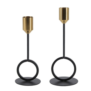 Geometric <b>Black</b> And Gold Candle Holders Set Of 2 Iron <b>Candlestick</b> Stand For Dining Table Wedding Party Centerpiece Home Decor - Product Image 1