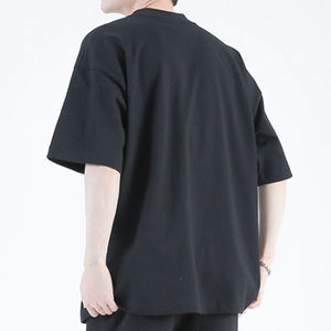 เสื้อยืด100% คอปกหนาสำหรับผู้ชายเสื้อยืดผ้าฝ้ายสีขาวทึบทึบทึบ - Product Image 3