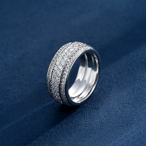 Moissanite Full Pave King <b>Ring</b> Unisex Silver Plated Luxury DEF 0.5 Carat - Product Image 3