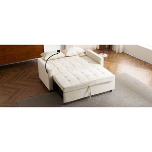 Divano Letto Estraibile da 144,5 cm con Schienale Reversibile, Tasche Laterali e Due Porte USB per Telefoni, Ideale per Spazi Ristretti - Product Image 6