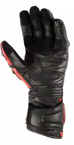 Guantes de Motocicleta de Cuero para Hombre, Negros y Rojos, con Correa de Muñeca Ajustable y Hebilla - Product Image 6