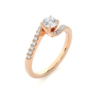 Vente en gros de bagues de fiançailles en diamant de laboratoire en or massif 10K 14K 18K Bypass Fine Jewelry Designer Simple Fashion Diamond Ring Handmade - Product Image 2