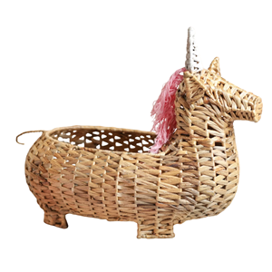 Cesta de Jacinto de Agua con Forma de Unicornio, Cesto de Almacenamiento Tejido a Mano con Asa, Decoración Premium Hecha a Mano para el Hogar de Vietnam - Product Image 1