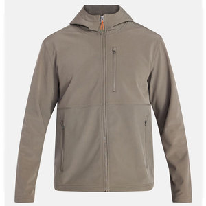 Chaqueta de Forro Polar con Capucha para Hombre, Cortavientos, Cierre de Cremallera, Color Sólido Informal, Poliéster, para Otoño, Corte Regular - Product Image 1
