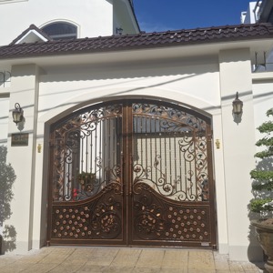Puerta de Patio Moderna Personalizada, Puerta Batiente de Hierro Forjado Contemporánea para Exteriores, Villas, Garantía de 3 Años, Recubrimiento en Polvo Duradero - Product Image 1