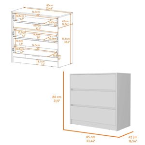 Commode Avra à 3 tiroirs avec plateau et façade en bois manufacturé, élégante commode à tiroirs - Product Image 3