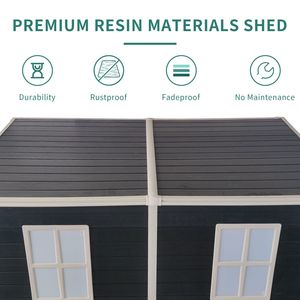 Caseta de Jardín de Resina para Exteriores de 8x4 pies con Puerta con Cerradura, Caseta de Almacenamiento para Patio y Herramientas, 2 Ventanas, Nuevo Producto, Categoría: Casetas y Almacenamiento - Product Image 3