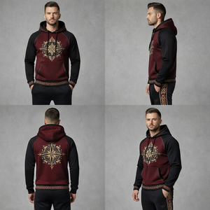 Mens Training Tracksuit Stretch Fabric Hoodie And <b>Pants</b> Set Workout Gym Running Suit Flexible Activewear - Product Image 4