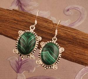 Pendientes Colgantes de Malaquita Hechos a Mano, Plata de Ley, Piedra Preciosa Verde Natural, Joyería Boho, Regalo de Moda para Mujer - Product Image 4