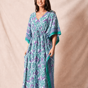 Wholesale Hand Block Printed Cotton <b>Kaftan</b> Block Printed Cotton <b>Beach</b> <b>Kaftan</b> Women Party Dress Wear Night Maxi Dress - Product Image 1
