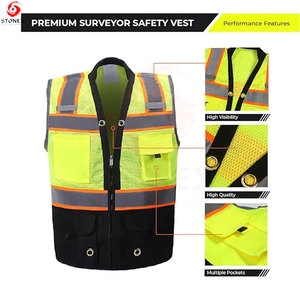 เสื้อกั๊กสะท้อนแสงสำหรับผู้ชาย ANSI Class 2 พร้อมซิปด้านหน้าและกระเป๋าเก็บของหลายช่องสำหรับงานกลางแจ้ง - Product Image 3