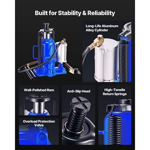 Gato Hidráulico Automático de 20 Toneladas (44092 Libras) de Capacidad, Rango de Elevación de 10.2-19.5 Pulgadas, Gato Neumático/Manual de Servicio Pesado Soldado para Automóviles - Product Image 5