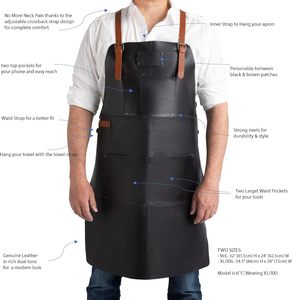 Factory Direct Supply Genuine Leather <b>Waterproof</b> <b>Work</b> Apron Multi-functional Baking Oil-proof Kitchen Working Aprons - Product Image 2