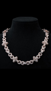 Cadena de Moissanita Personalizable Infinity Link, Eslabones Cruzados de Corte Mixto, Piedras en Forma de Corazón, Princesa, Ovaladas y Baguette, Collar HipHop de Plata 925 - Product Image 4
