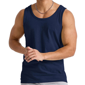 Men Solid Color O-Neck Knitted Tank Top Casual Style Dark Blue Sleeveless <b>Vest</b> Custom Logo High Quality Material - Product Image 3