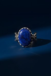 Handmade Sterling Silver Lapis Lazuli <b>Ring</b> Tulip Motif Boho Vintage Gemstone Statement <b>Ring</b> For Women - Product Image 3