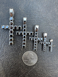 Silver Plated Cross Pendants With Crystal Rhinestones Prong Set Religious Charms Unisex Fashion Jewelry Gift - Product Image 1
