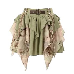 Vintage Grunge Patchwork <b>Denim</b> <b>Skirt</b> with Natural Waistline Alternative Style From Vietnamese Garment Supplier MOQ 50pcs - Product Image 1