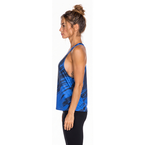 Camiseta sin mangas de poliéster de punto con estampado para mujer, de secado rápido, para entrenamiento, con espalda cruzada y cuello redondo - Product Image 2