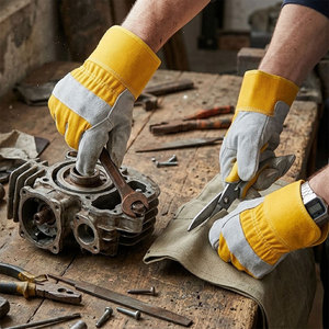 ถุงมือหนังวัวแท้คุณภาพสูงแบบ Rigger พร้อมปลอกข้อมือป้องกันอย่างดี สำหรับงานก่อสร้างและอุตสาหกรรม - Product Image 4