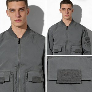 แจ็คเก็ตบอมเบอร์เปล่าแบบกำหนดเองพร้อมโลโก้ปักลาย  บลูซองบอมเบอร์สำหรับผู้ชาย แจ็คเก็ตวาร์ซิตี้แบบกำหนดเองสำหรับผู้ชาย - Product Image 3