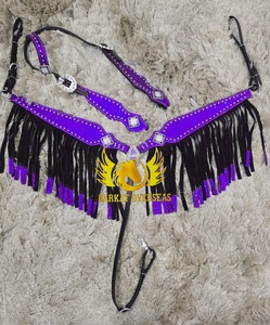Conjunto de arreos para caballo de cuero genuino personalizado con brillo y adornos, con conchos de cristal, cabezada, pechopetral y silla de montar inglesa, duradero - Product Image 5