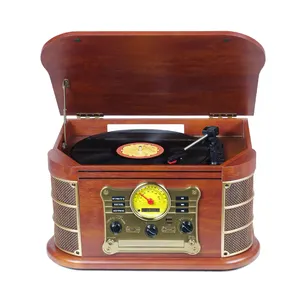 Vintage-Lautsprecher mit Fernbedienung Good Sound Home System Einfach zu bedienender Nostalgie All-in-One-Plattenspieler mit Kassetten-CD